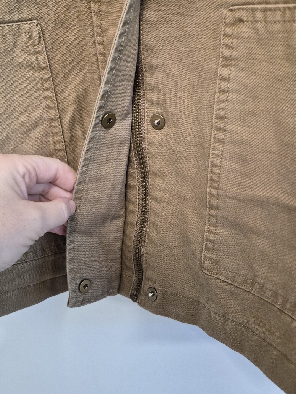 Hunter Barn Jacket Tan Canvas Corduroy Collar Boxy Oversized Women Sz M $149 NWT - Picture 7 of 16